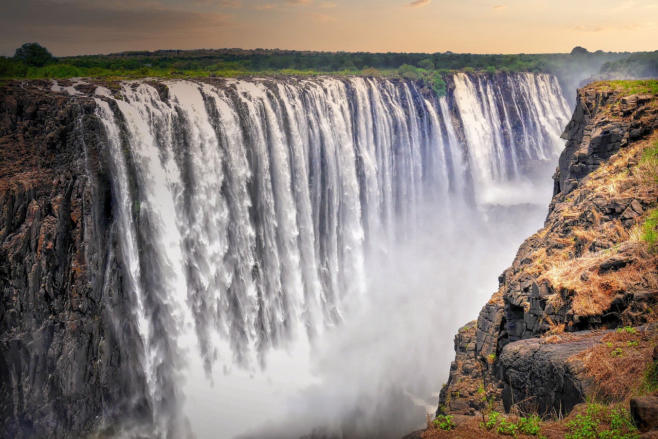 Breathtaking view of Victoria Falls at dusk